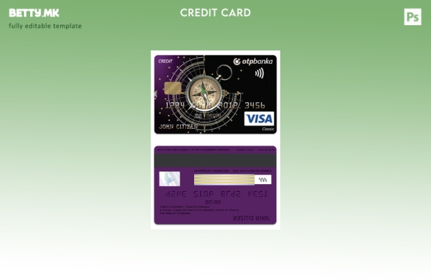 Модерен стил на Хрватска ОТП банка Visa Classic Шаблон за наплатна картичка